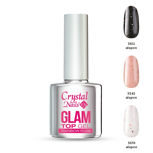 Crystal Nails Glam Top Gel 4ml - Rainbow Rose képe 1